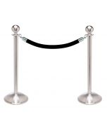 Stainless Steel Ball Top Stanchion Kit with 6’L Velour Rope & Dome Base