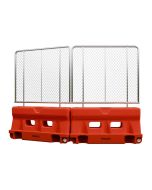 Water Filled Barrier Yodock 2001MB Plastic Barricade Orange with Chain Link Fence Topper 2
