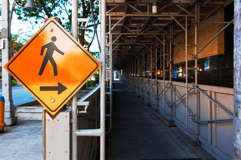 sidewalk shed for pedestrians