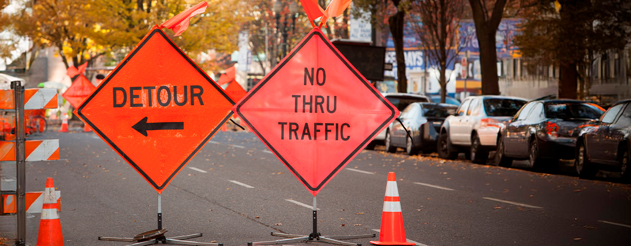 roll-up signs with overlays