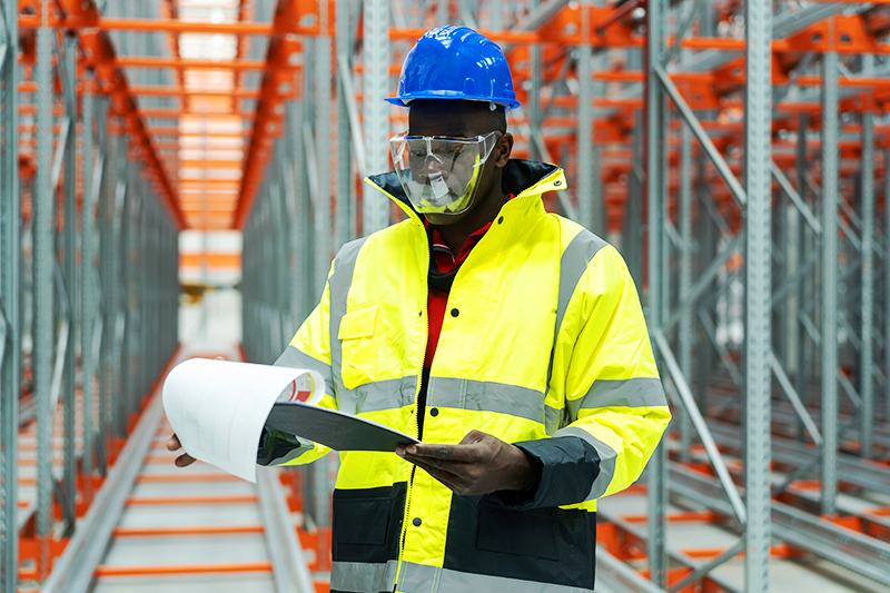 man wearing safety glasses and face shield