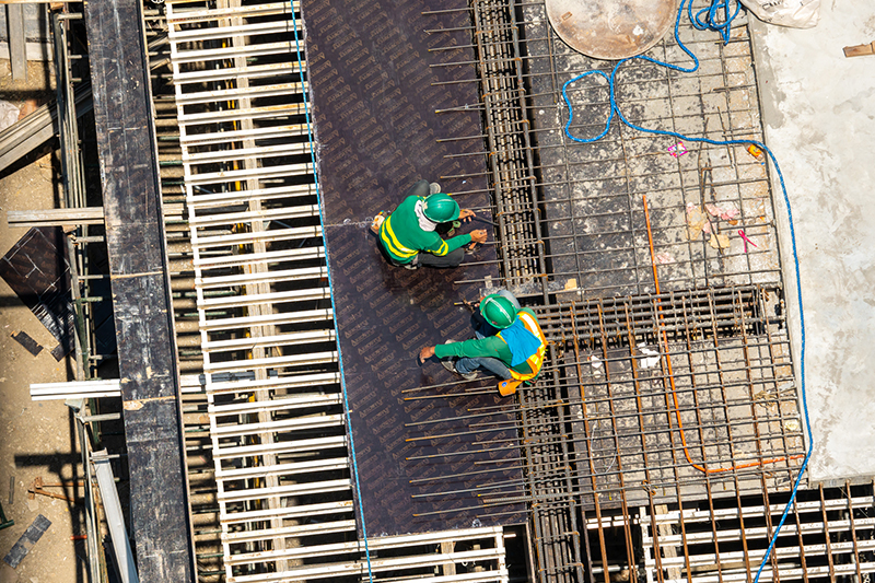 costruction workers viewed from above