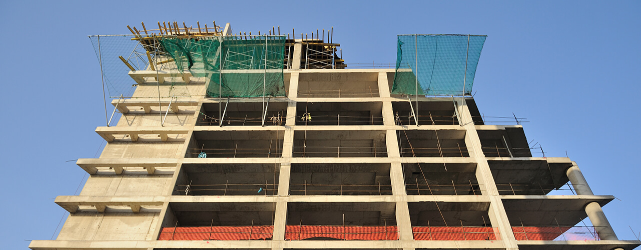 Safety netting on construction site
