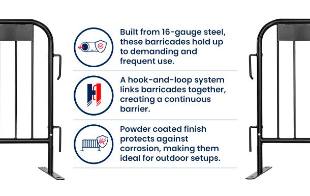 8 ft Metal Barricade | Black Finish | SONCO