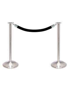 Stainless Steel Flat Top Stanchion Kit with 6'L Velour Rope & Dome Base