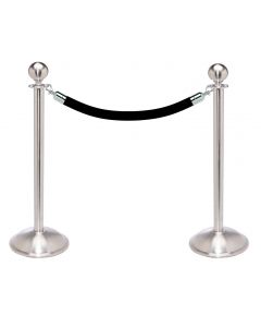 Stainless Steel Ball Top Stanchion Kit with 6’L Velour Rope & Dome Base