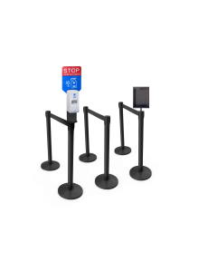 10 ft SmartQ Retractable Belt Barrier Black Post | 6-Pack