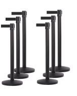 10 ft SmartQ Retractable Belt Barrier Black Post | 6-Pack