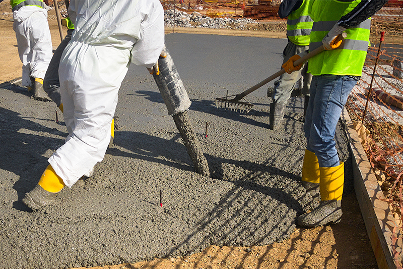 pouring concrete