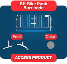 steel bike rack barricade crowd control silver