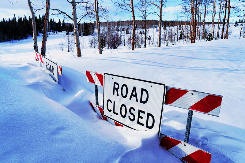 road closed due to snow accumulation